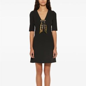 Emilio Pucci Black Mini Dress with Patterned Bow